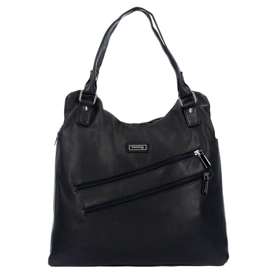 Greenland Nature Black Nappa Shoulder Bag Genuine Leather 38 cm