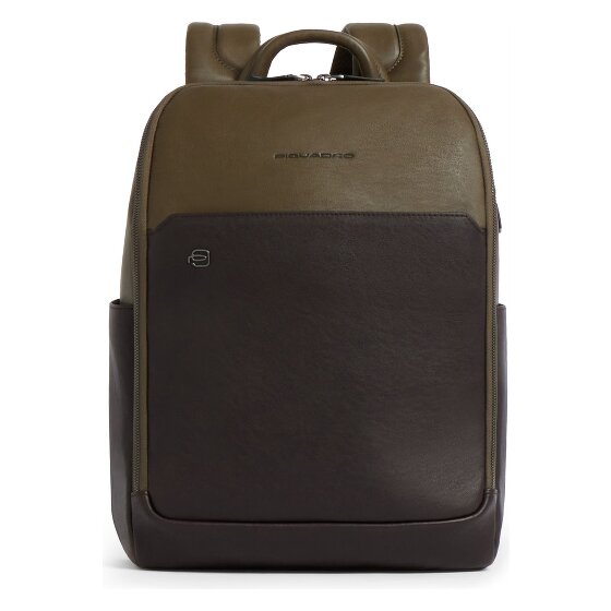Piquadro Black Square Daypack Genuine Leather 38 cm Laptop compartment