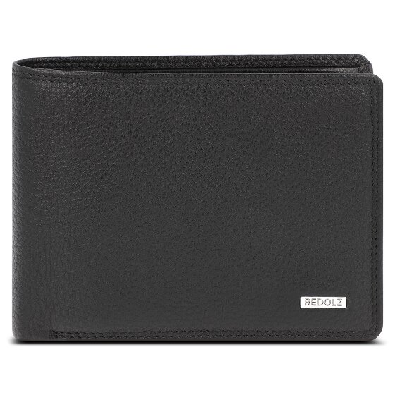 Redolz Leather Essentials QF Wallet, RFID-Protected Leather, 12 cm, Fold-Out Design with Zippered Compartment
