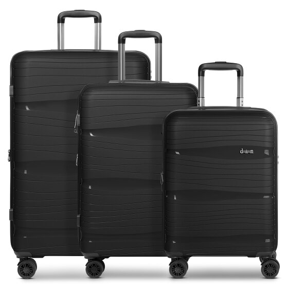 d&n Travel Line 4300-Plus 4 wheels Suitcase set 3-piece with expansion pleat