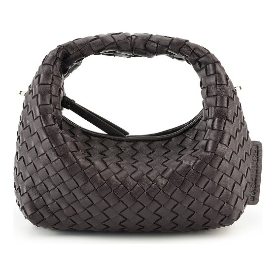 LES VISIONNAIRES Greta Micro weave Handbag Genuine Leather 20 cm