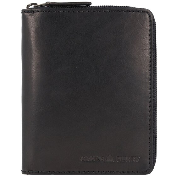 Greenburry Pure Black Wallet RFID protection Leather 10.5 cm