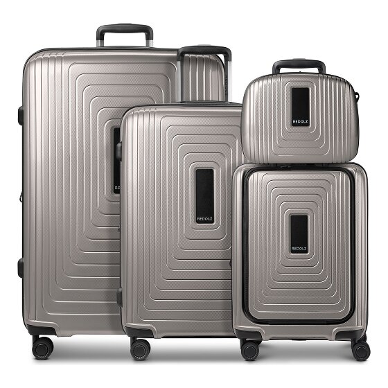 Redolz Essentials14 4-wheel suitcase set Beautycase 4 pce with expansion fold laptop compartment