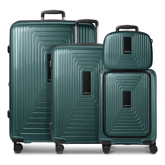 Redolz Essentials14 4-wheel suitcase set Beautycase 4 pce with expansion fold laptop compartment