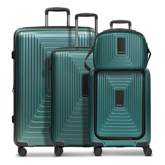 Redolz Essentials14 4-wheel suitcase set Beautycase 4 pce with expansion fold laptop compartment