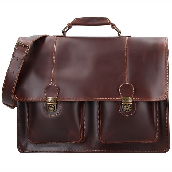 Buckle & Seam Nevada briefcase leather 42 cm laptop compartment Buckle & Seam Nevada briefcase leather 42 cm laptop compartment