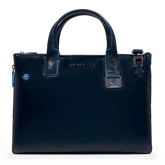 Piquadro Blue Square Shopper Bag Leather 38 cm Laptop compartment with expansion pleat