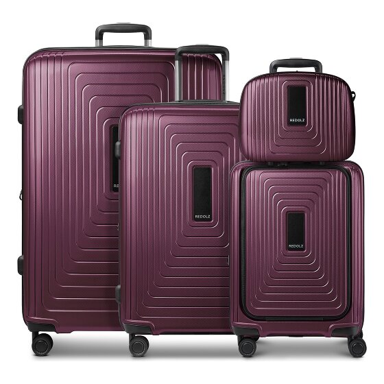 Redolz Essentials14 4-wheel suitcase set Beautycase 4 pce with expansion fold laptop compartment
