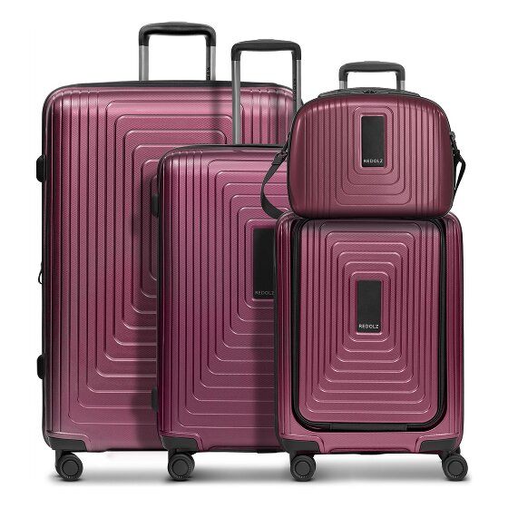 Redolz Essentials14 4-wheel suitcase set Beautycase 4 pce with expansion fold laptop compartment