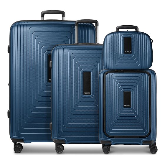 Redolz Essentials14 4-wheel suitcase set Beautycase 4 pce with expansion fold laptop compartment