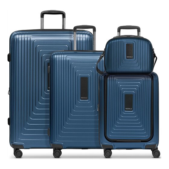 Redolz Essentials14 4-wheel suitcase set Beautycase 4 pce with expansion fold laptop compartment