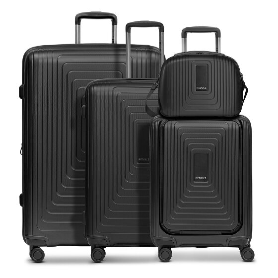 Redolz Essentials14 4-wheel suitcase set Beautycase 4 pce with expansion fold laptop compartment