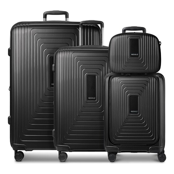 Redolz Essentials14 4-wheel suitcase set Beautycase 4 pce with expansion fold laptop compartment