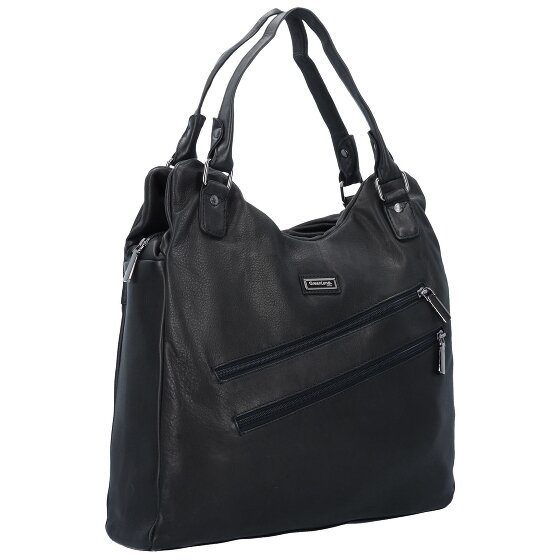 Greenland Nature Black Nappa Shoulder Bag Genuine Leather 38 cm