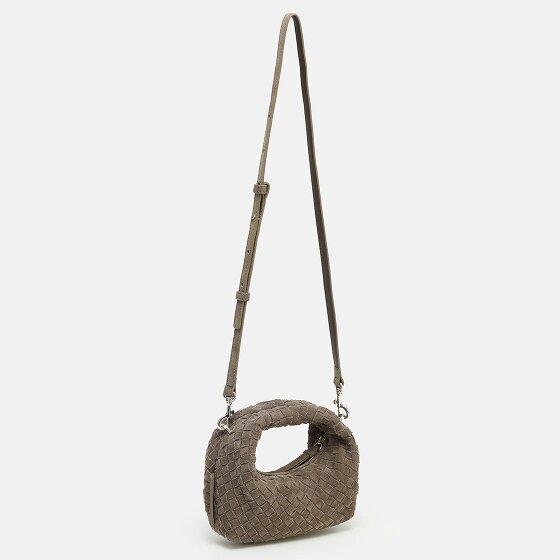 LES VISIONNAIRES Greta Micro weave Handbag Genuine Leather 20 cm