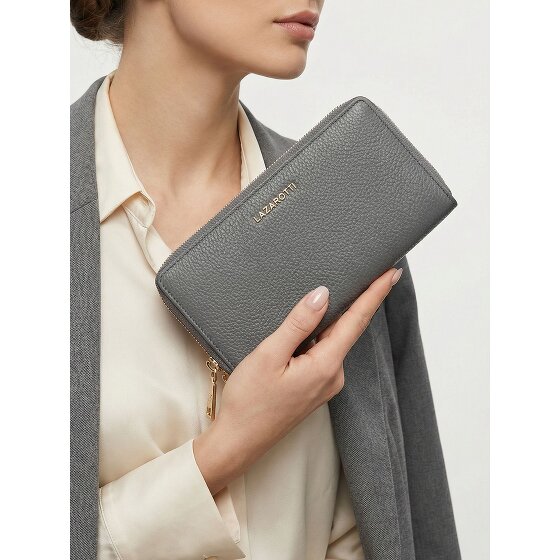 Lazarotti Bologna Leather XL Double Zip-Around Wallet, RFID-Protected, 20 cm