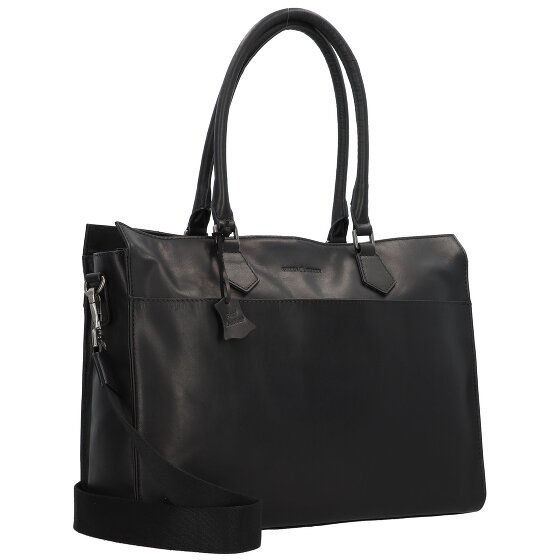 Greenburry Pure Black Shoulder Bag Leather 40 cm Laptop compartment