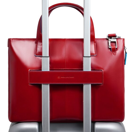 Piquadro Blue Square Shopper Bag Leather 38 cm Laptop compartment with expansion pleat
