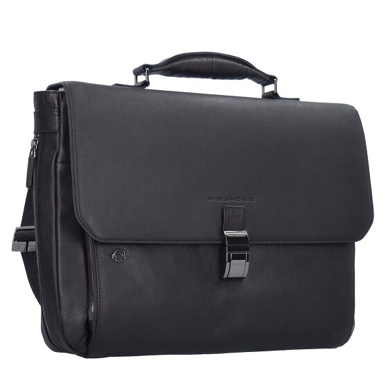 Piquadro Black Square briefcase leather 40 cm laptop compartment