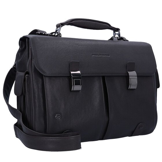 Piquadro Black Square briefcase leather 43 cm laptop compartment