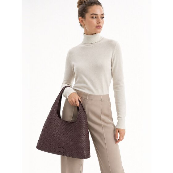 LES VISIONNAIRES Paz Weave Silky Shoulder Bag Genuine Leather 42 cm