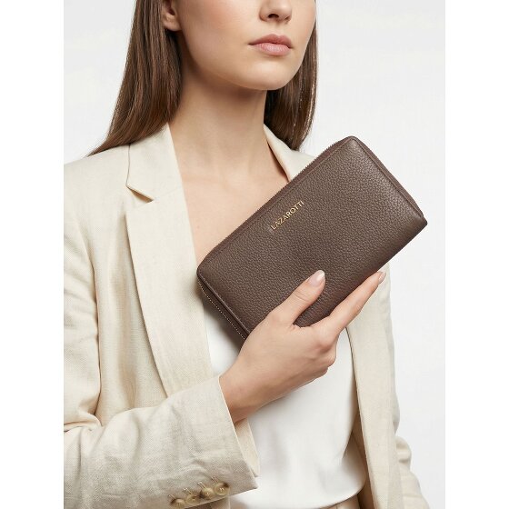 Lazarotti Bologna Leather XL Double Zip-Around Wallet, RFID-Protected, 20 cm