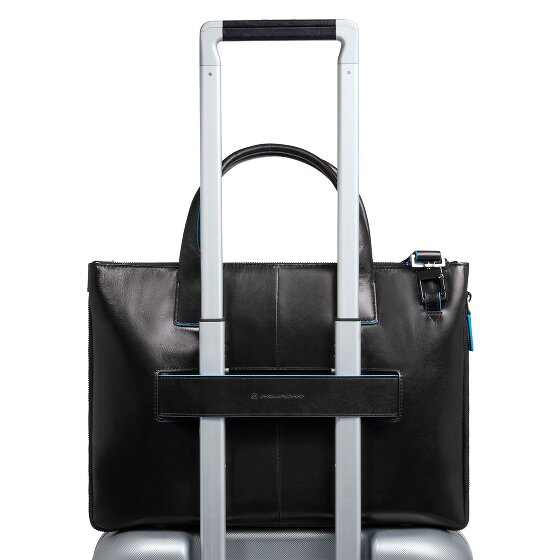 Piquadro Blue Square Shopper Bag Leather 38 cm Laptop compartment with expansion pleat