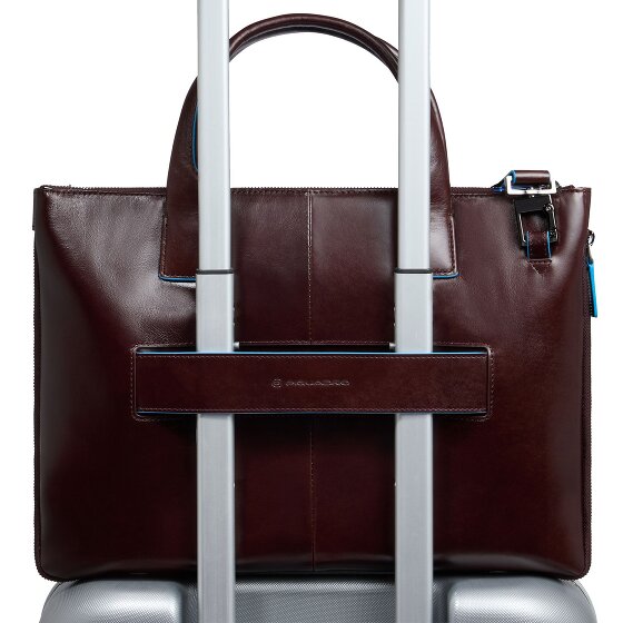 Piquadro Blue Square Shopper Bag Leather 38 cm Laptop compartment with expansion pleat