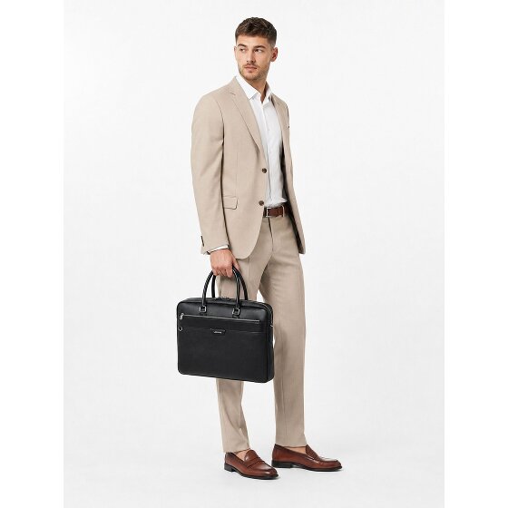 Lacoste Ossian Briefcase Genuine Leather 41 cm Laptop compartment