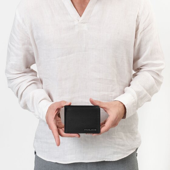 Police Wallet RFID leather 12 cm fold-out with zipper compartment