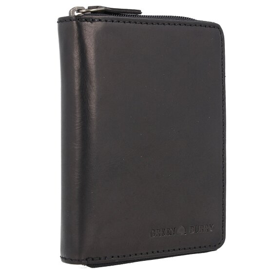 Greenburry Pure Black Wallet RFID protection Leather 10.5 cm
