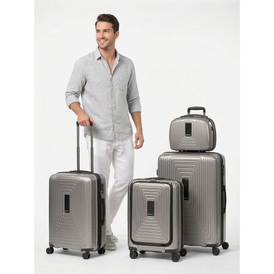 Redolz Essentials14 4-wheel suitcase set Beautycase 4 pce with expansion fold laptop compartment
