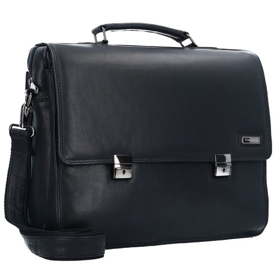 Greenland Nature Black Nappa briefcase leather 40 cm laptop compartment