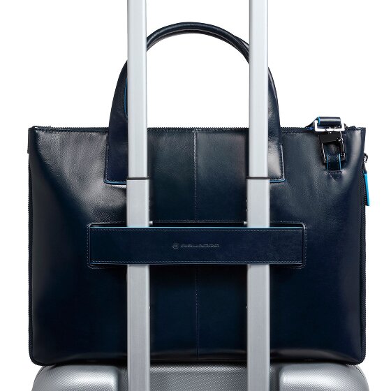 Piquadro Blue Square Shopper Bag Leather 38 cm Laptop compartment with expansion pleat