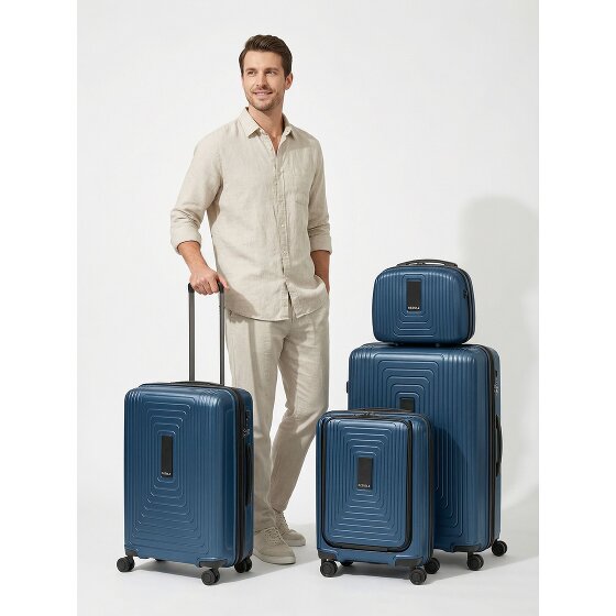 Redolz Essentials14 4-wheel suitcase set Beautycase 4 pce with expansion fold laptop compartment