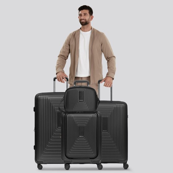 Redolz Essentials14 4-wheel suitcase set Beautycase 4 pce with expansion fold laptop compartment