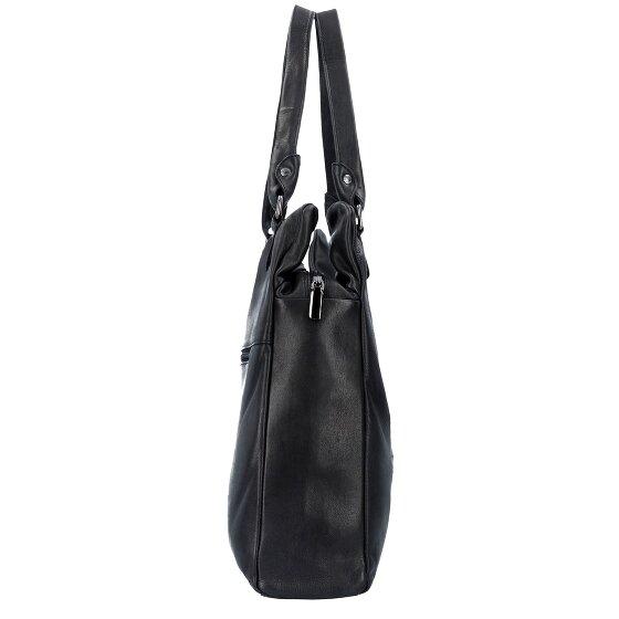 Greenland Nature Black Nappa Shoulder Bag Genuine Leather 38 cm