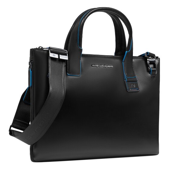 Piquadro Blue Square Shopper Bag Leather 38 cm Laptop compartment with expansion pleat