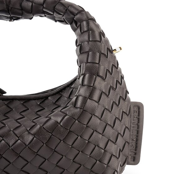LES VISIONNAIRES Greta Micro weave Handbag Genuine Leather 20 cm