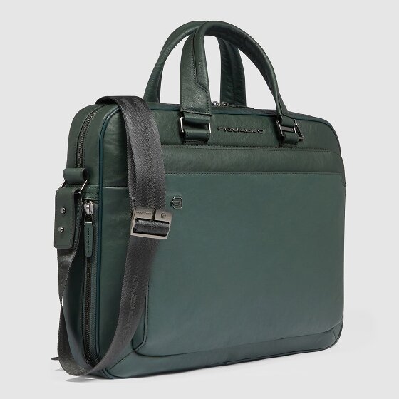 Piquadro Black Square Briefcase Leather 40 cm Laptop compartment