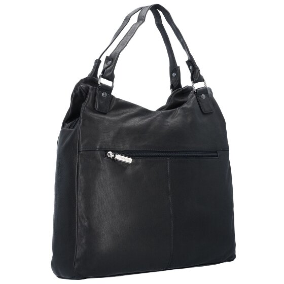 Greenland Nature Black Nappa Shoulder Bag Genuine Leather 38 cm