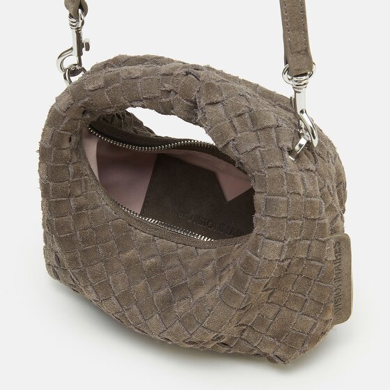 LES VISIONNAIRES Greta Micro weave Handbag Genuine Leather 20 cm