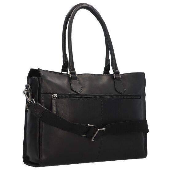 Greenburry Pure Black Shoulder Bag Leather 40 cm Laptop compartment