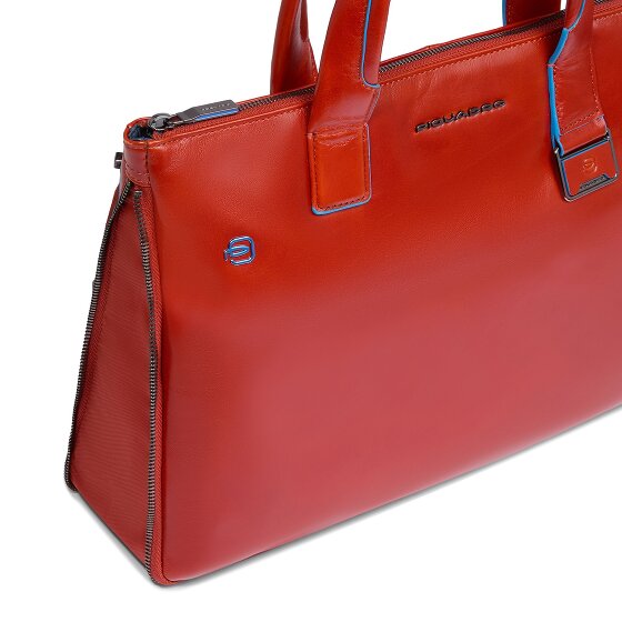Piquadro Blue Square Shopper Bag Leather 38 cm Laptop compartment with expansion pleat