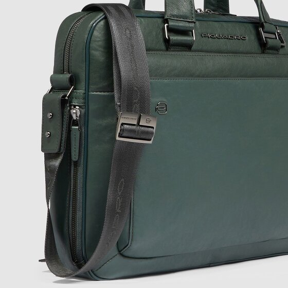 Piquadro Black Square Briefcase Leather 40 cm Laptop compartment