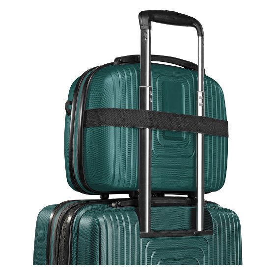 Redolz Essentials14 4-wheel suitcase set Beautycase 4 pce with expansion fold laptop compartment