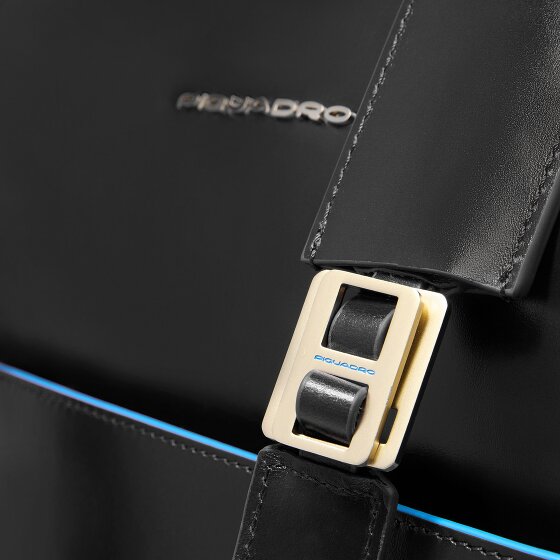 Piquadro Blue Square Shoulder Bag RFID protection Leather 30 cm Laptop compartment