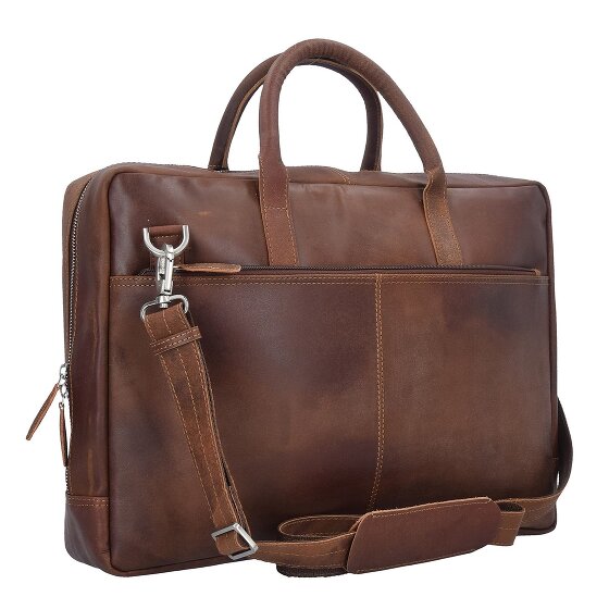 Plevier Vintage London Briefcase RFID protection Genuine Leather 41 cm Laptop compartment