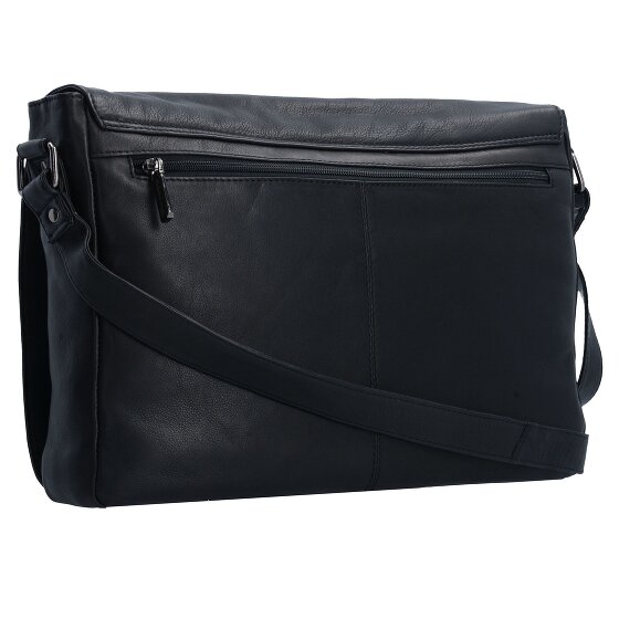 Greenland Nature Black Nappa Messenger Leather 38 cm