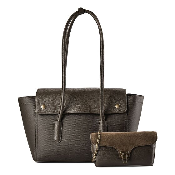 Coccinelle Double Beat Shoulder Bag Genuine Leather 33 cm